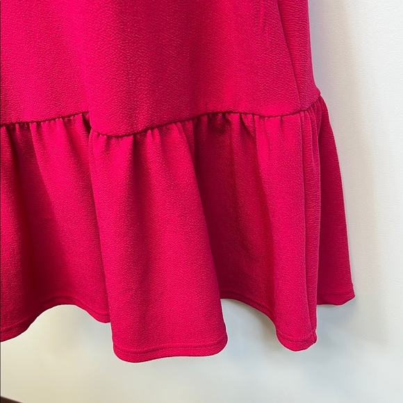 Opehlia Roe Pink Sleeveless Dress High Neck Keyhole Back & Ruffle Hem Size M - Picture 5 of 11
